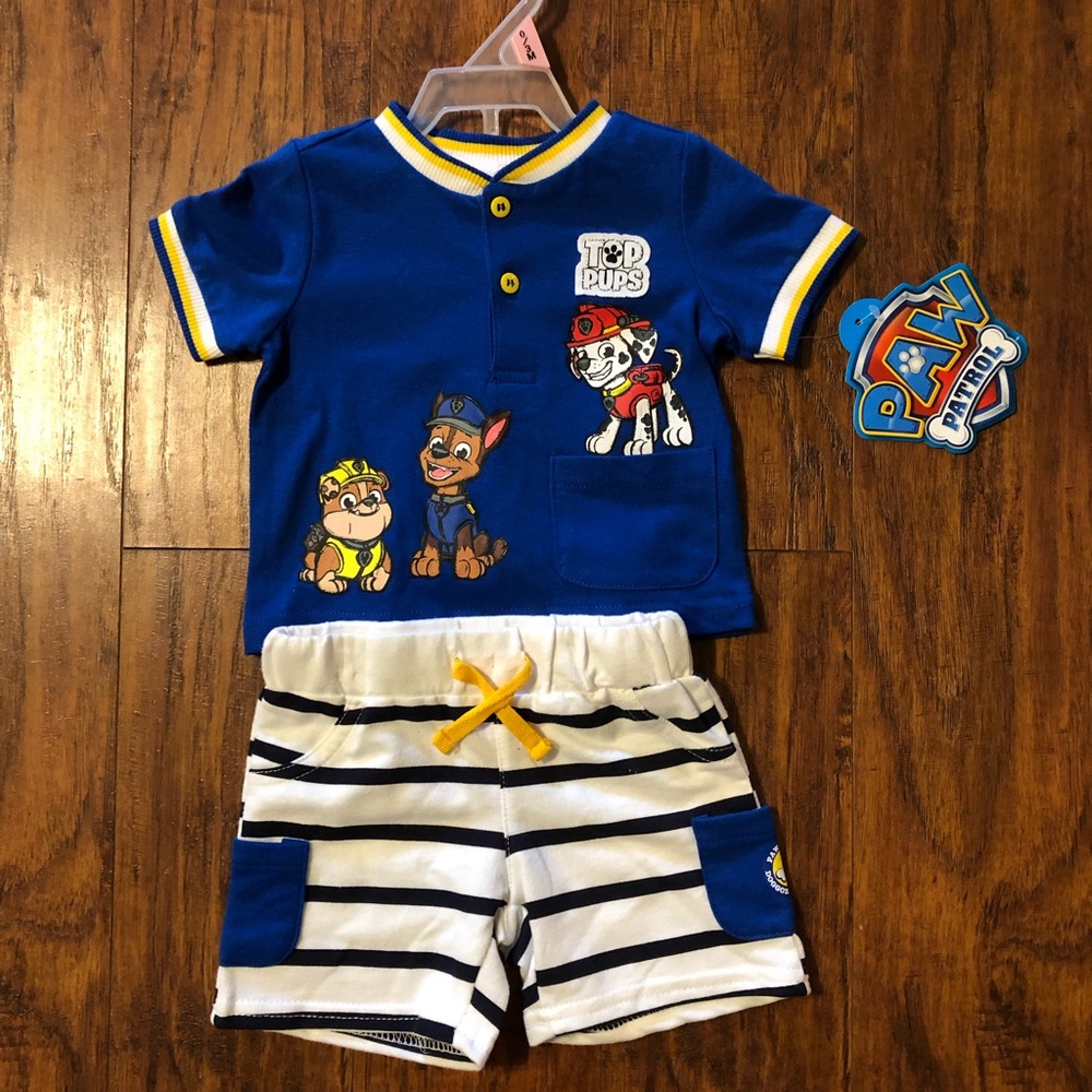 Paw Patrol Baby Boy Shorts Set Size 0-3 Months - Picture 1 of 1